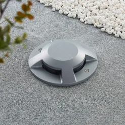 Lucande LED-grondspot Jeffrey, zilver, 4 lichtuitgangen