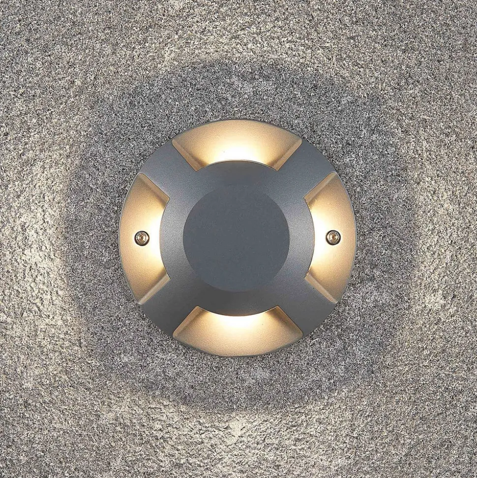 Lucande LED-grondspot Jeffrey, zilver, 4 lichtuitgangen