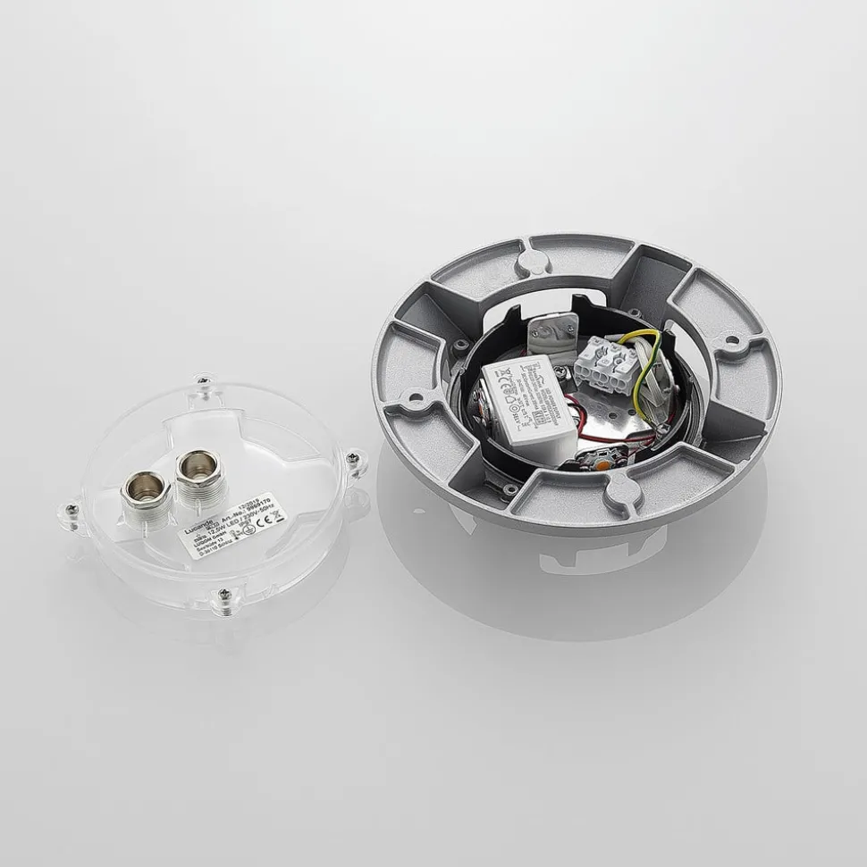 Lucande LED-grondspot Jeffrey, zilver, 4 lichtuitgangen