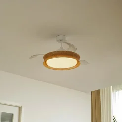 Lucande LED-ventilator Lineta, wit, kabel, Ø 103 cm, stil