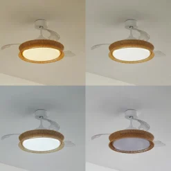 Lucande LED-ventilator Lineta, wit, kabel, Ø 103 cm, stil