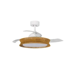 Lucande LED-ventilator Lineta, wit, kabel, Ø 103 cm, stil