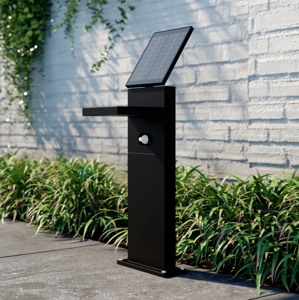 Lucande LED-zonnegolflamp Silvan, 60 cm, sensor, antraciet