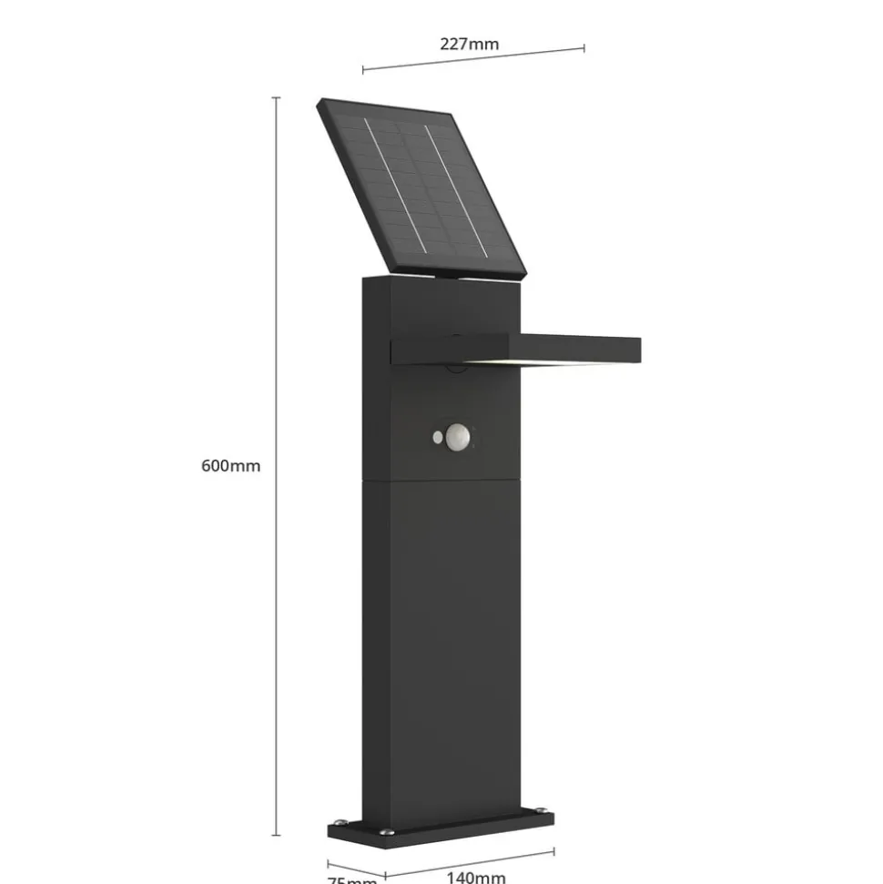 Lucande LED-zonnegolflamp Silvan, 60 cm, sensor, antraciet