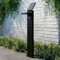 Lucande LED-zonnegolflamp Silvan, 100cm, sensor, antraciet