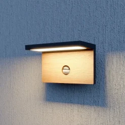 Lucande Lignus LED buitenwandlamp, bewegingsmelder