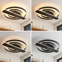 Lucande Linetti LED plafondlamp rond zwart