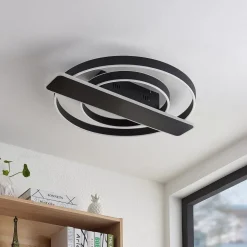 Lucande Linetti LED plafondlamp rond zwart