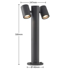 Lucande Maloney sokkellamp, 50 cm, antraciet, IP54