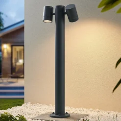 Lucande Maloney tuinpadverlichting, 2-lamps, 75 cm, antraciet