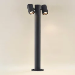 Lucande Maloney tuinpadverlichting, 2-lamps, 75 cm, antraciet