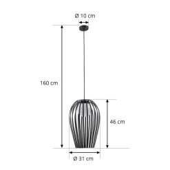 Lucande Marrin buiten hanglamp, zwart, metaal, Ø 31 cm