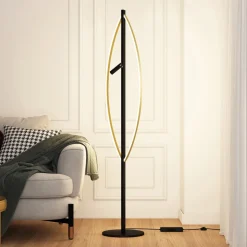 Lucande Matwei LED vloerlamp, ovaal, messing