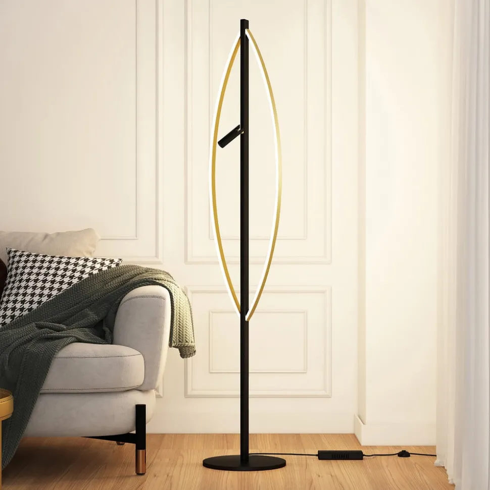 Lucande Matwei LED vloerlamp, ovaal, messing