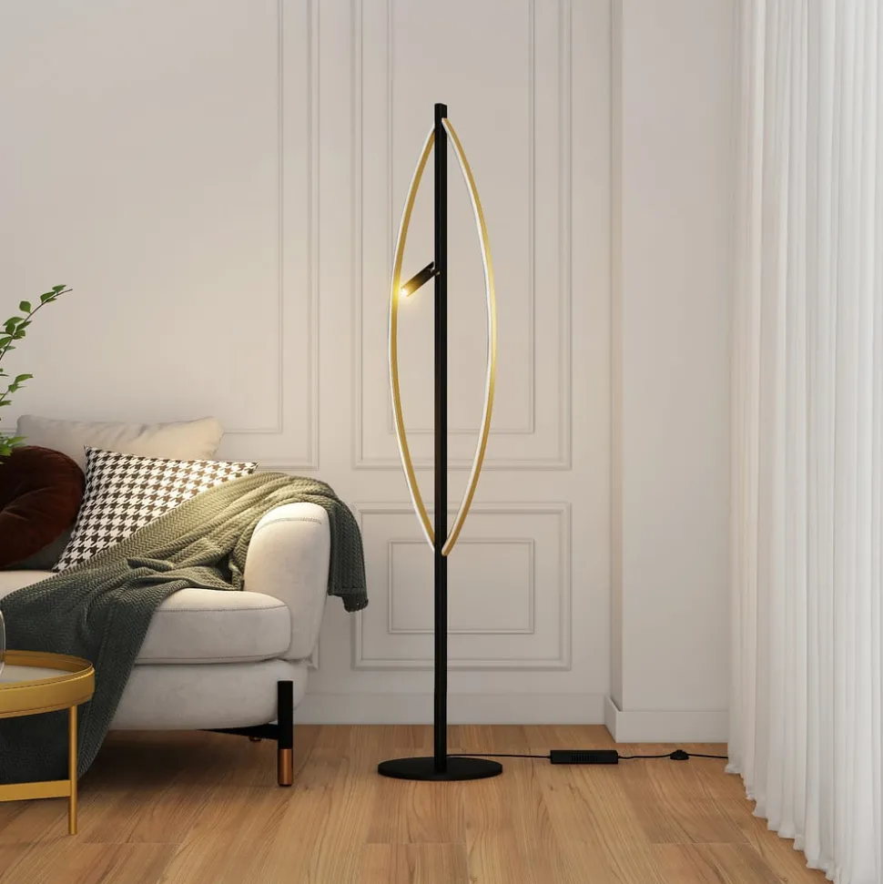 Lucande Matwei LED vloerlamp, ovaal, messing