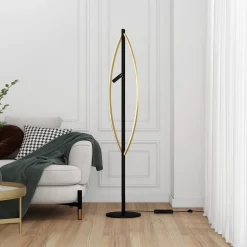 Lucande Matwei LED vloerlamp, ovaal, messing