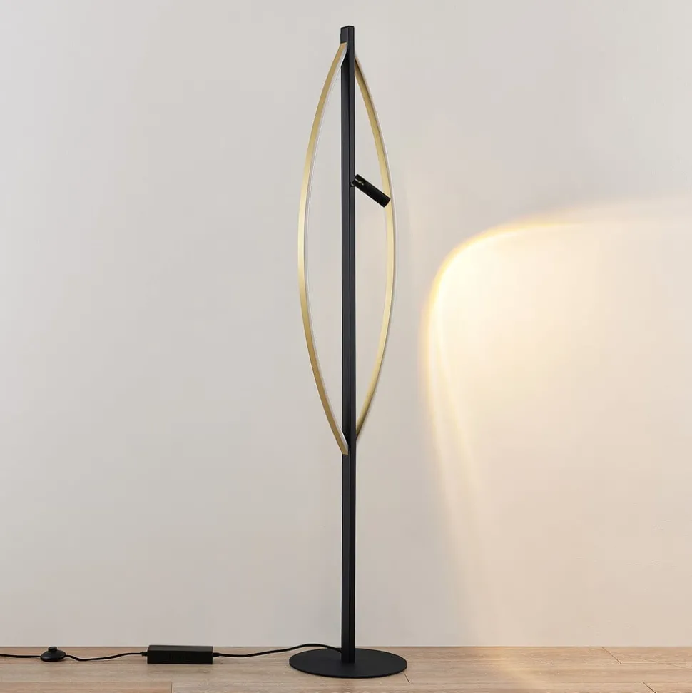 Lucande Matwei LED vloerlamp, ovaal, messing