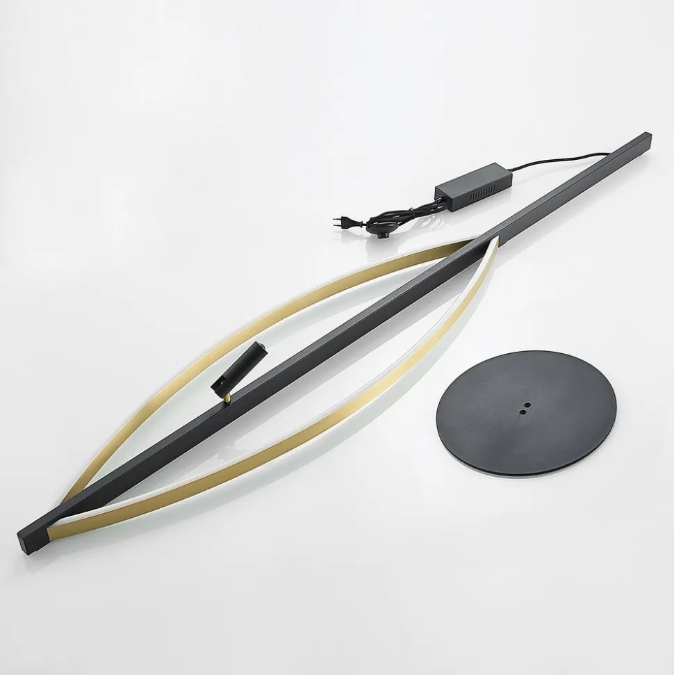 Lucande Matwei LED vloerlamp, ovaal, messing