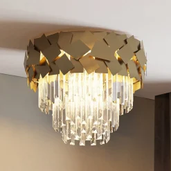 Lucande Miraia plafondlamp van kristal, goud