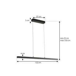 Lucande Pendolo LED hanglamp, zwart, aluminium, 120 cm