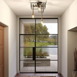 Lucande plafondlamp Andrik, 44 cm, 3-lamps, henneptouw, metaal