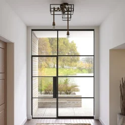 Lucande plafondlamp Andrik, 44 cm, 3-lamps, henneptouw, metaal