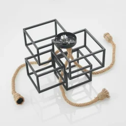 Lucande plafondlamp Andrik, 44 cm, 3-lamps, henneptouw, metaal