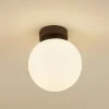 Lucande plafondlamp Bidolo, zwart, glas, Ø 15 cm, IP44