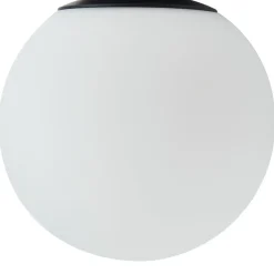 Lucande plafondlamp Bidolo, zwart, glas, Ø 15 cm, IP44