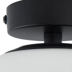 Lucande plafondlamp Bidolo, zwart, glas, Ø 15 cm, IP44