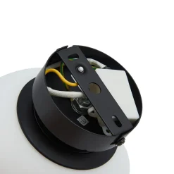 Lucande plafondlamp Bidolo, zwart, glas, Ø 15 cm, IP44