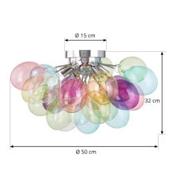 Lucande plafondlamp Diborah, kleurrijk, glas, Ø 50 cm, G9