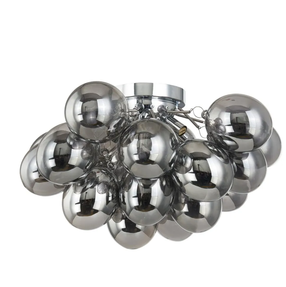 Lucande plafondlamp Diborah, rookgrijs, glas, Ø 50 cm, G9