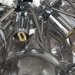 Lucande plafondlamp Diborah, rookgrijs, glas, Ø 50 cm, G9