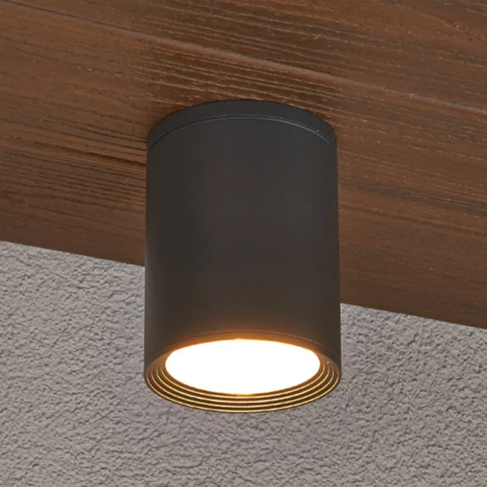 Lucande plafondspot Minna, antraciet, 14cm, IP54, E27