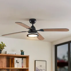 Lucande plafondventilator Tedric, zwart, stil, 133 cm