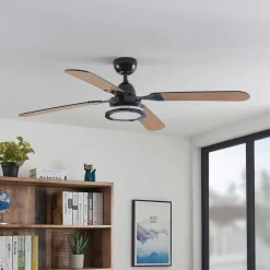 Lucande plafondventilator Tedric, zwart, stil, 133 cm