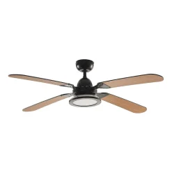 Lucande plafondventilator Tedric, zwart, stil, 133 cm