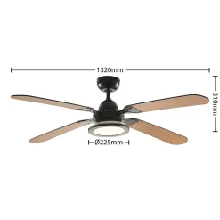 Lucande plafondventilator Tedric, zwart, stil, 133 cm