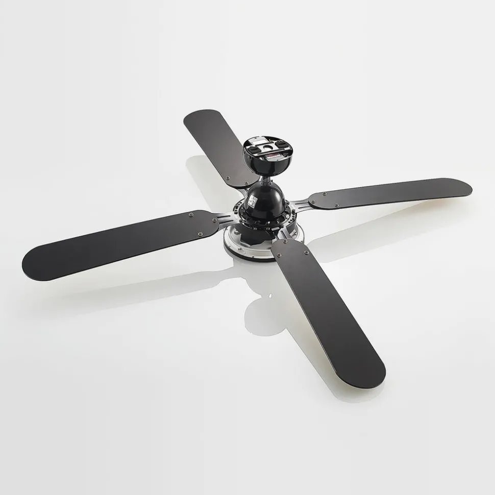 Lucande plafondventilator Tedric, zwart, stil, 133 cm