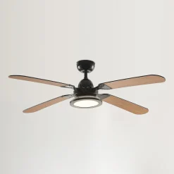 Lucande plafondventilator Tedric, zwart, stil, 133 cm