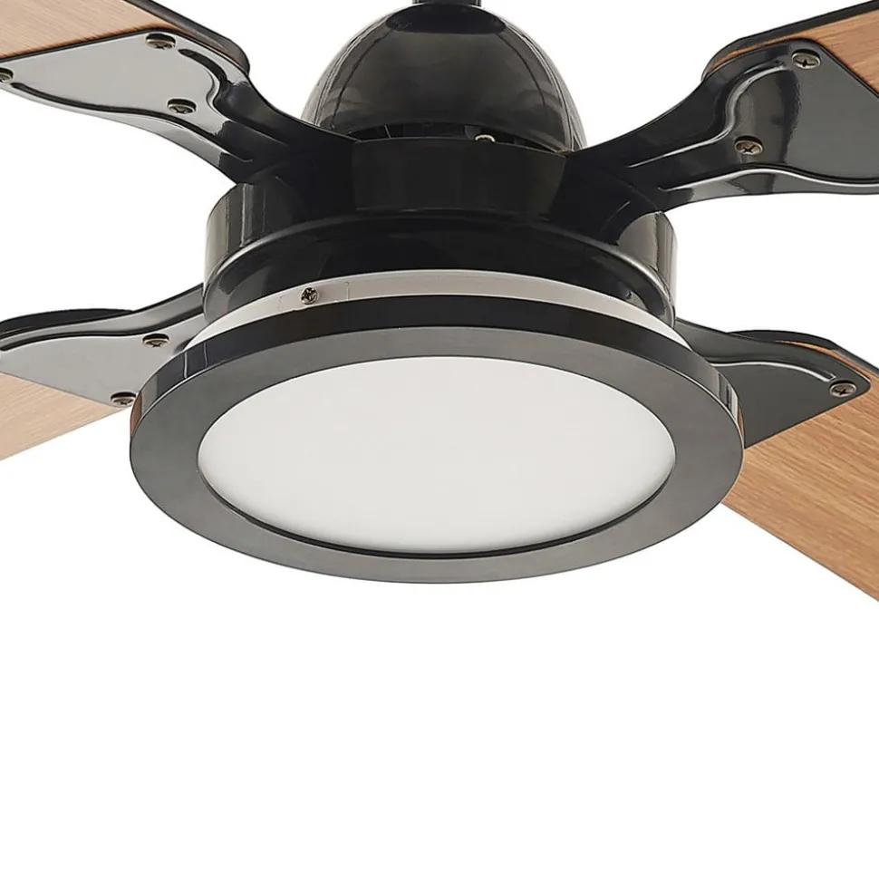 Lucande plafondventilator Tedric, zwart, stil, 133 cm