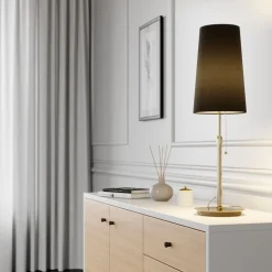 Lucande Pordis tafellamp, messing-zwart