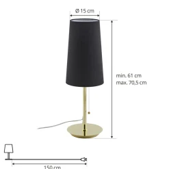 Lucande Pordis tafellamp, messing-zwart