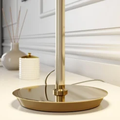 Lucande Pordis tafellamp, messing-zwart