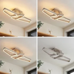 Lucande Quinn LED plafondlamp nikkel 3-lamps