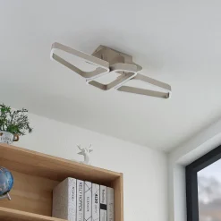 Lucande Quinn LED plafondlamp nikkel 3-lamps