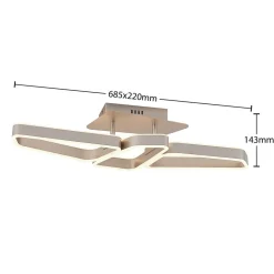 Lucande Quinn LED plafondlamp nikkel 3-lamps