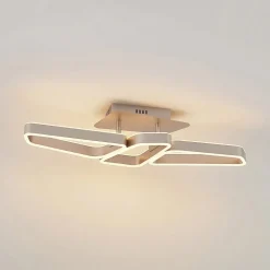 Lucande Quinn LED plafondlamp nikkel 3-lamps