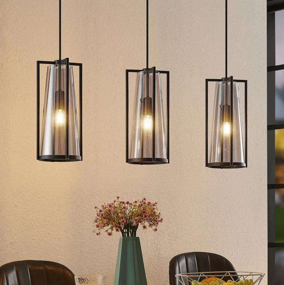 Lucande Rufina hanglamp, 3-lamps, langwerpig